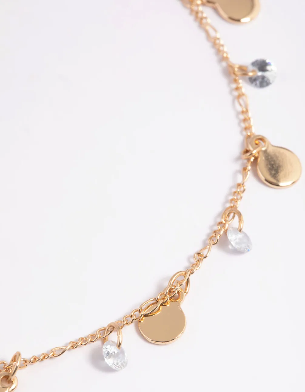 Gold Cubic Zirconia Coin Anklet