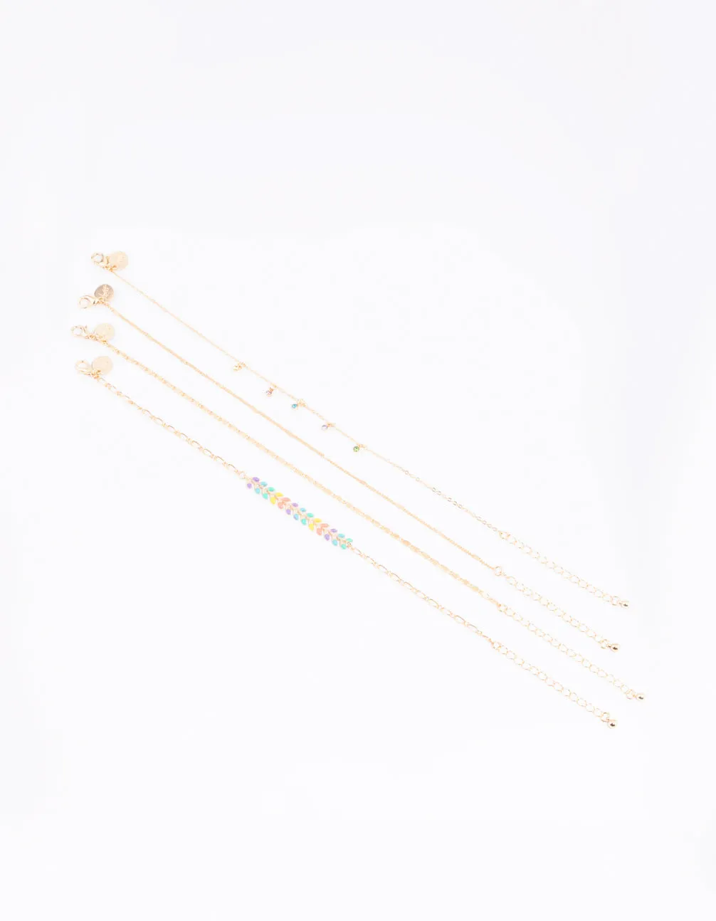 Gold Fishtail Anklet 4-Pack