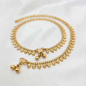 Gold Plated Anklets, Dainty Leaf Chain Anklets