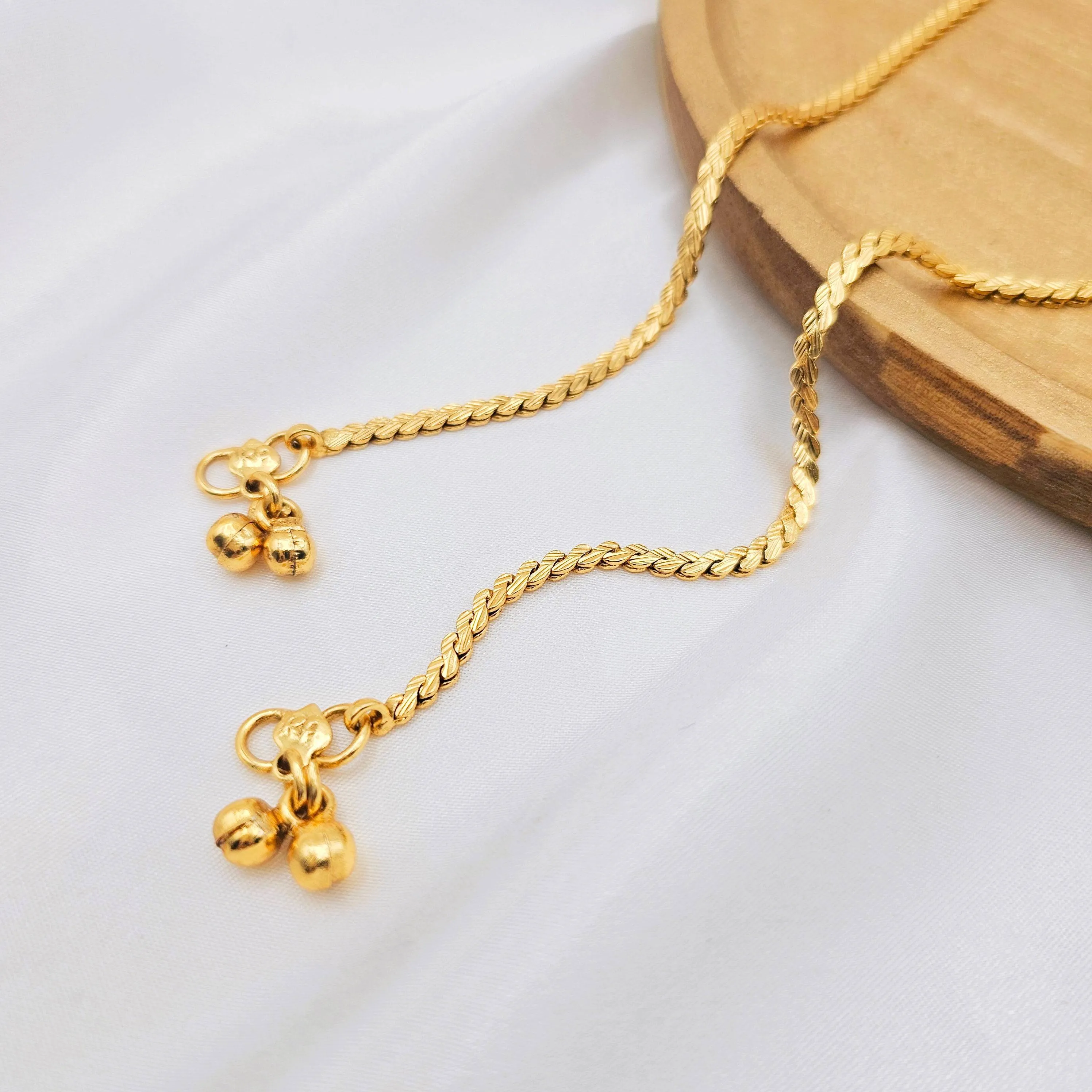 Gold Plated Braided Rope Chain Anklets