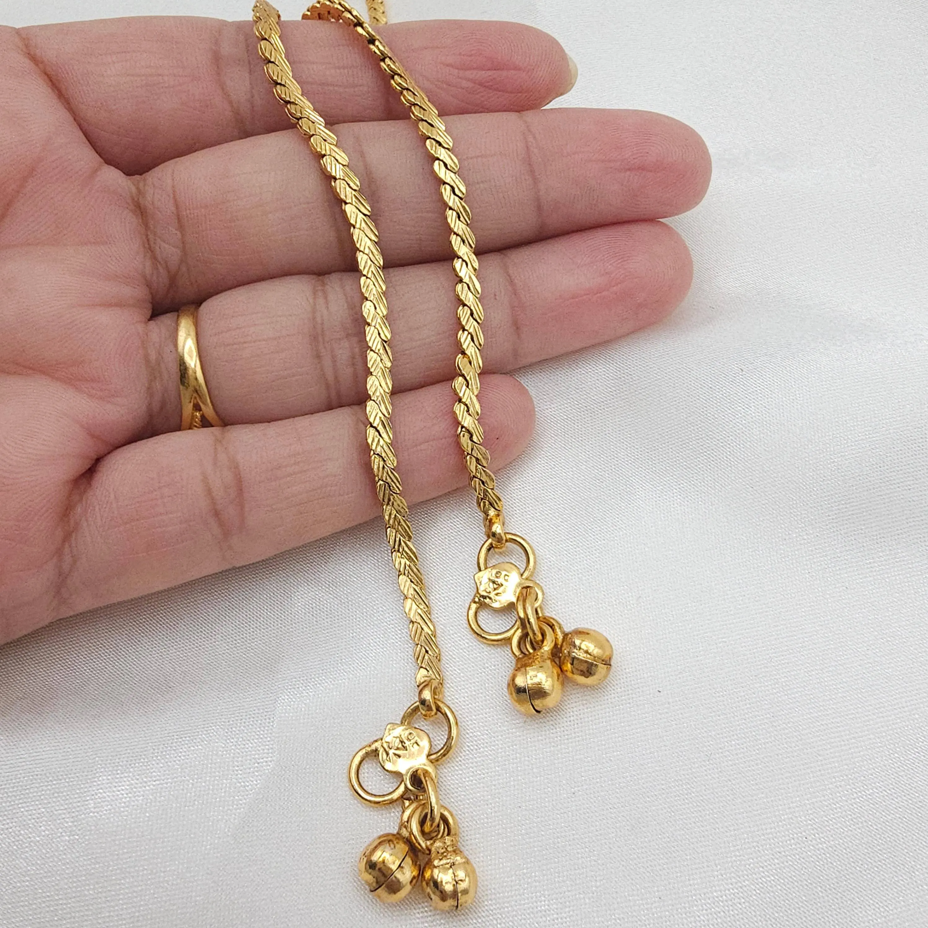 Gold Plated Braided Rope Chain Anklets