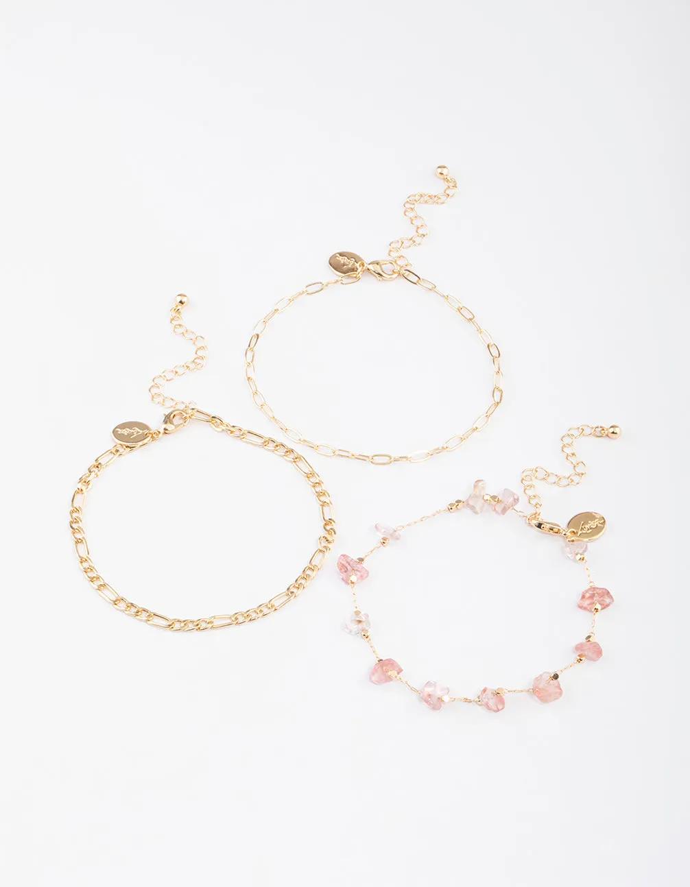 Gold Quartz Multi Anklet Pack