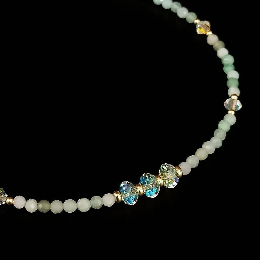 Imperial Jade & Austrian Crystal 14K Gold Filled Anklet