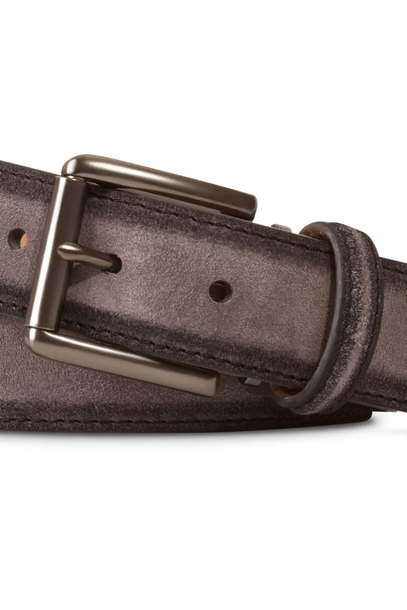 Italian Hand Burnished Suede Belt in Grey by Brookes & Hyde