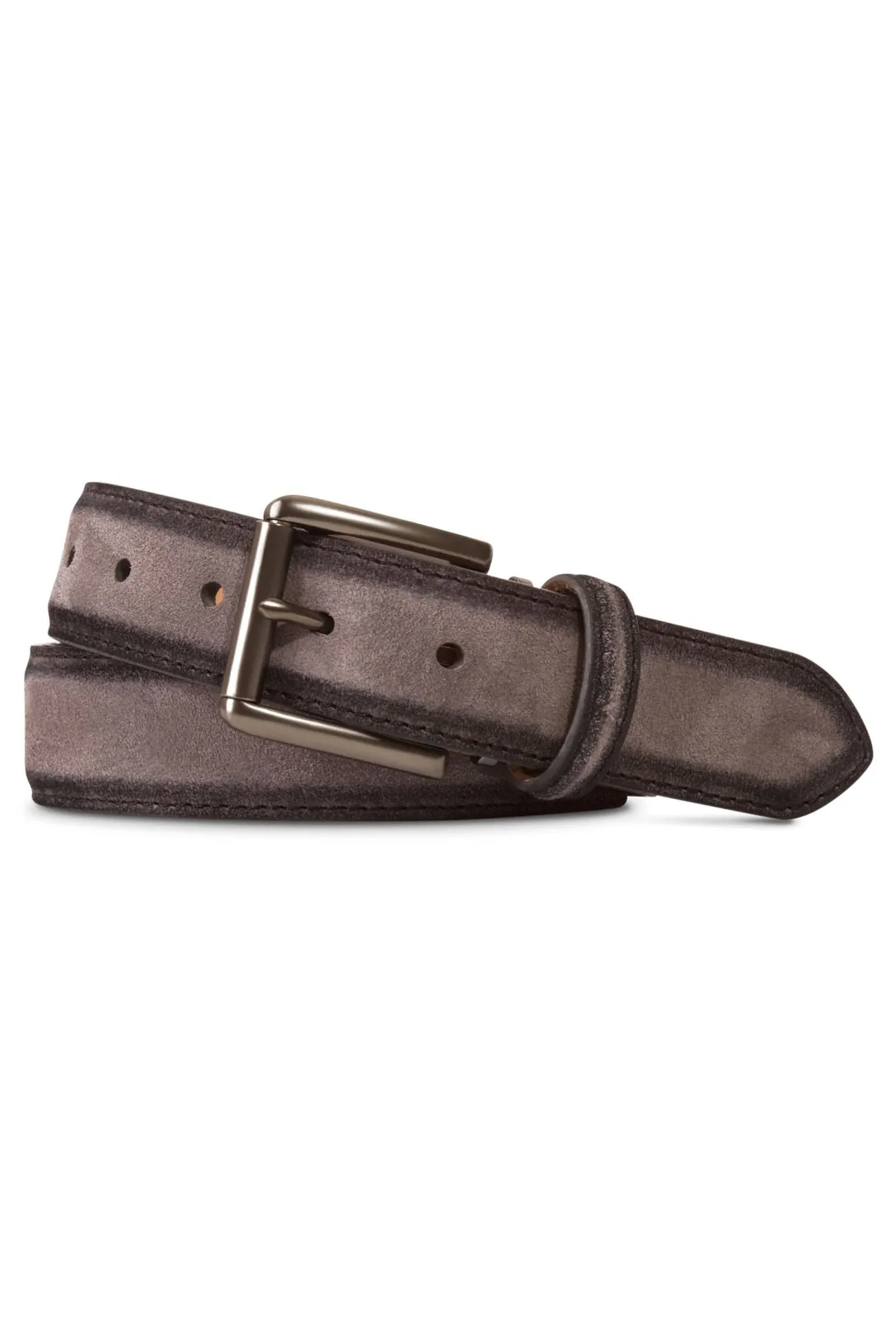 Italian Hand Burnished Suede Belt in Grey by Brookes & Hyde