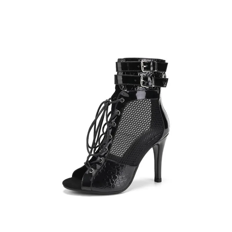 Lace-Up Minimalist Stiletto Heeled Ankle Boots