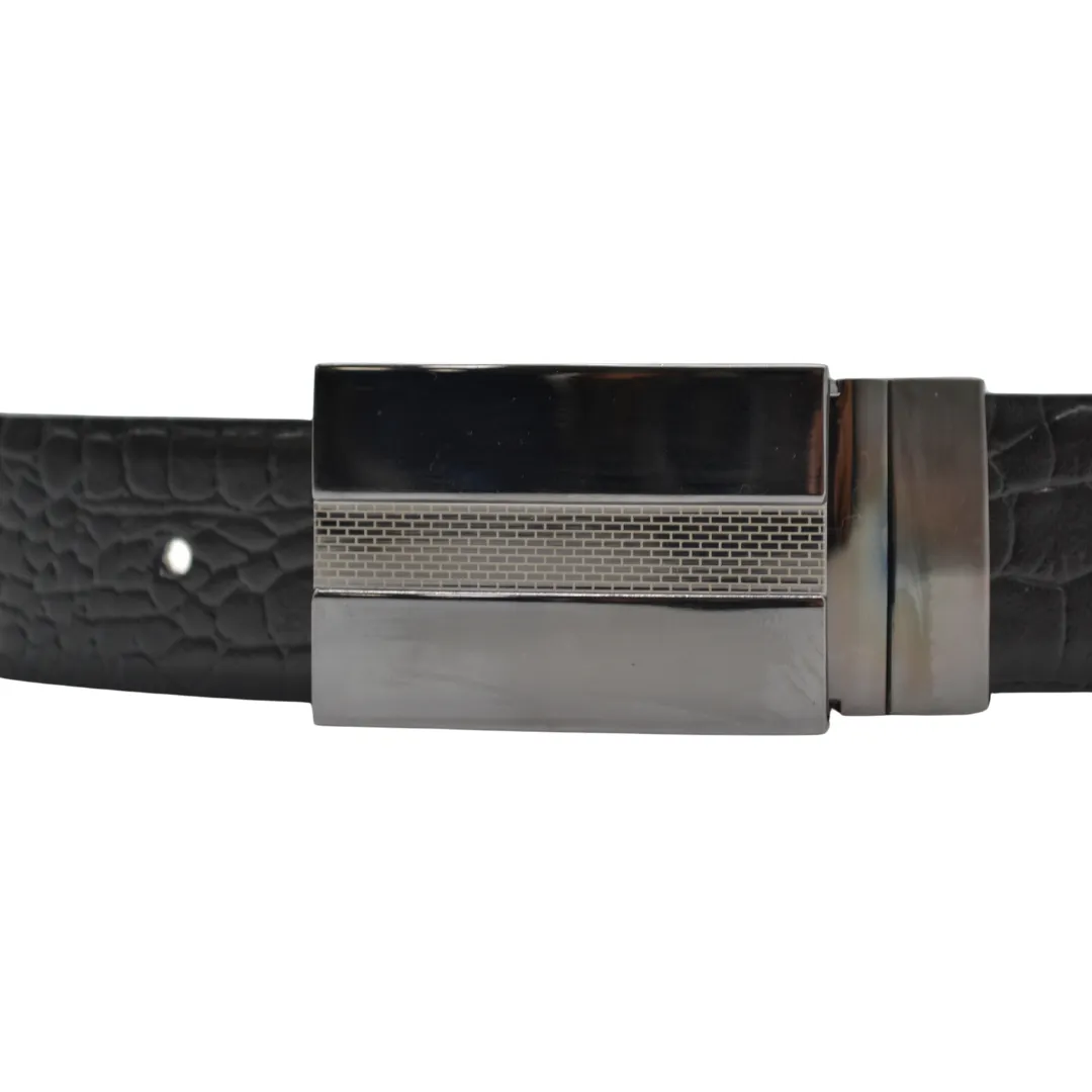 Lonsdale Embossed Leather Belt - Reversible Silver Buckle