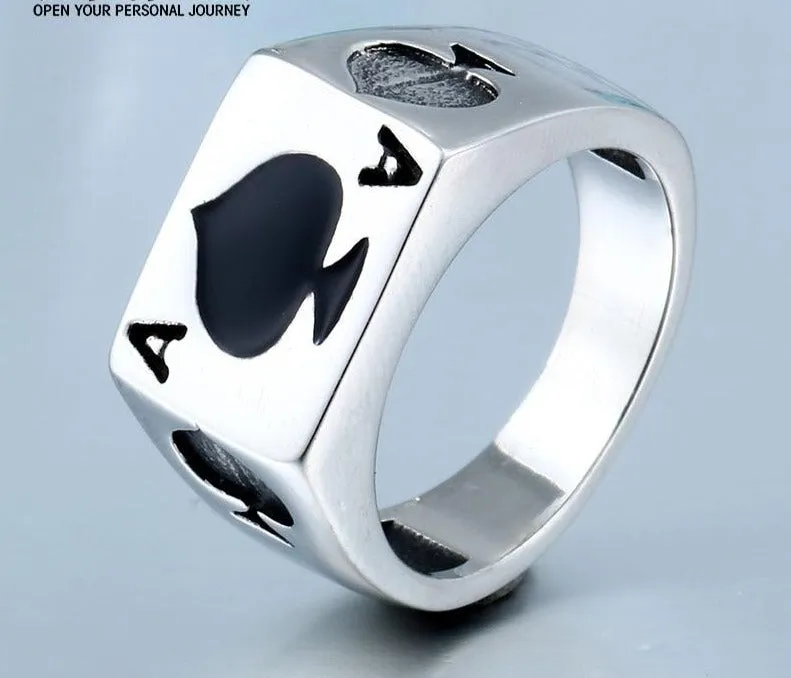 Lucky Spade A Playing Card Ring 316L Stainless Steel