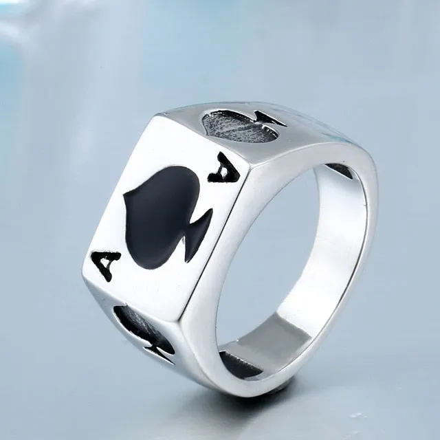 Lucky Spade A Playing Card Ring 316L Stainless Steel