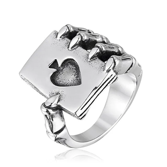 Lucky Spade A Playing Card Ring 316L Stainless Steel