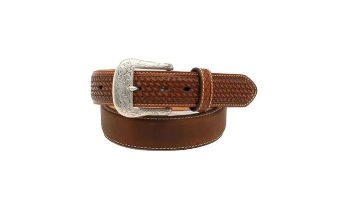 MF Western Ariat Mens Basketweave Embellished Leather Belt Style A1019644