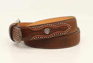 MF Western Ariat Mens Basketweave Embellished Leather Belt Style A1019644