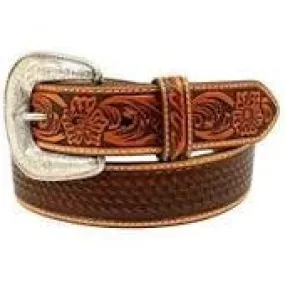 MF Western Ariat Western Belt Mens Basketweave Embossed Contrast Stitch Style A1032408