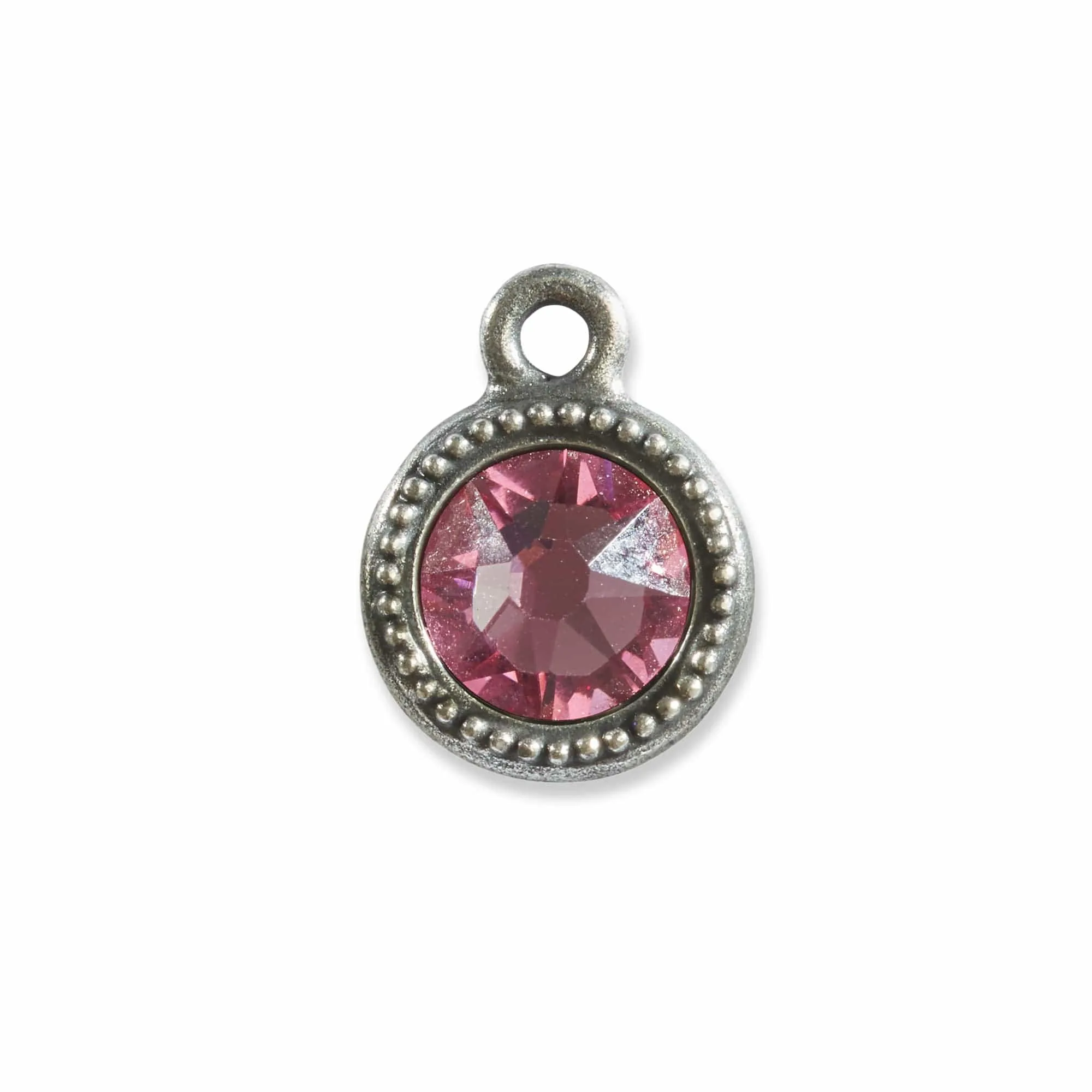 October Birthstone Pink Crystal Charm