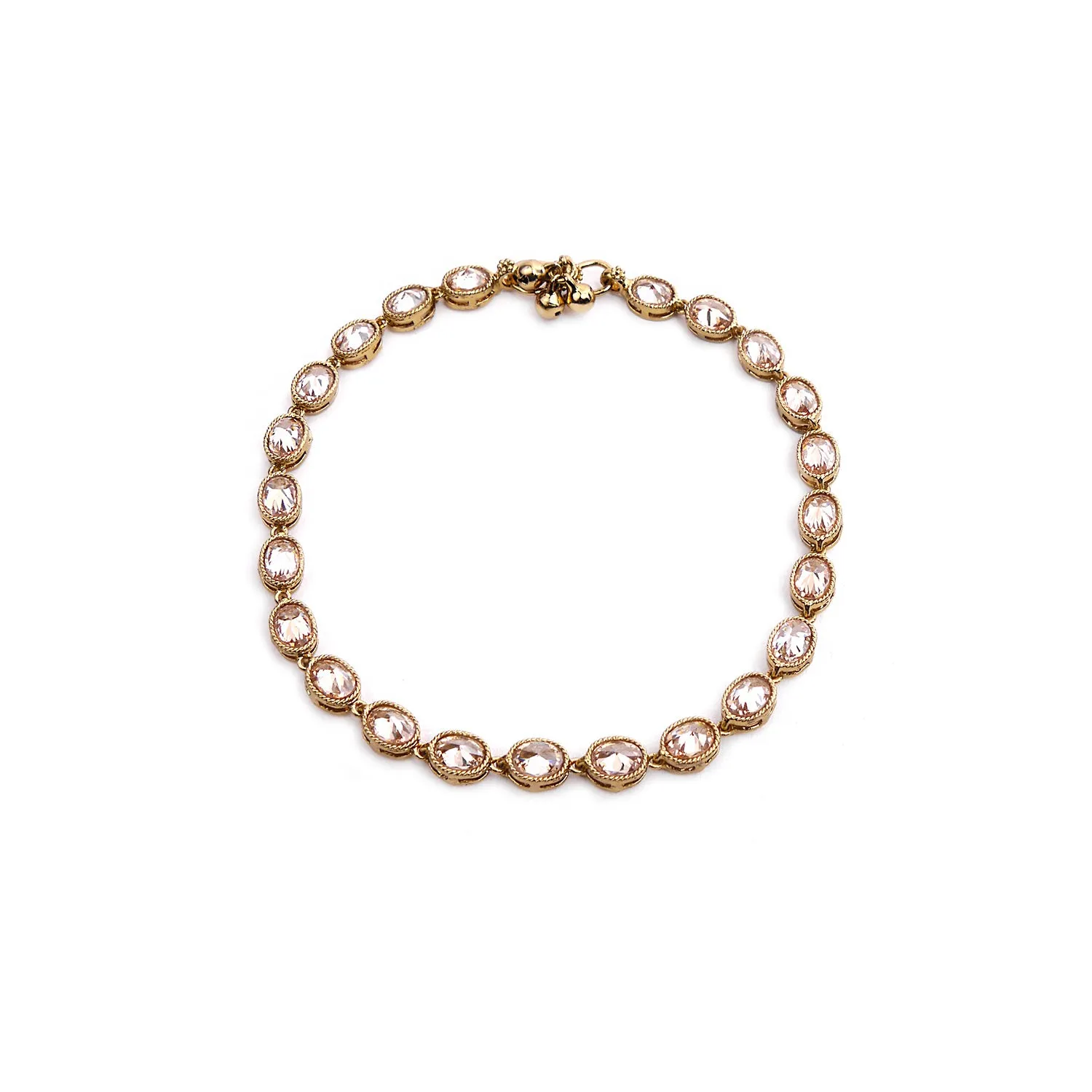 Oval Crystal Anklet in Gold