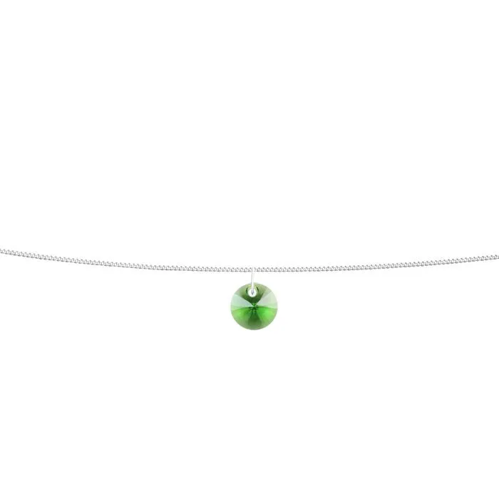 Peridot Green Crystal Xilion Sterling Silver Anklet