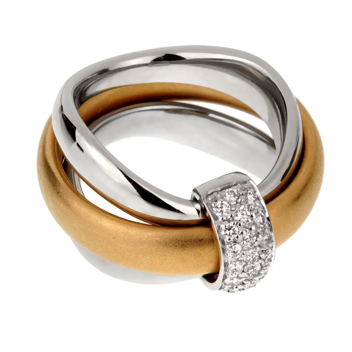 Pomellato Cocktail Rolling Diamond Gold Ring