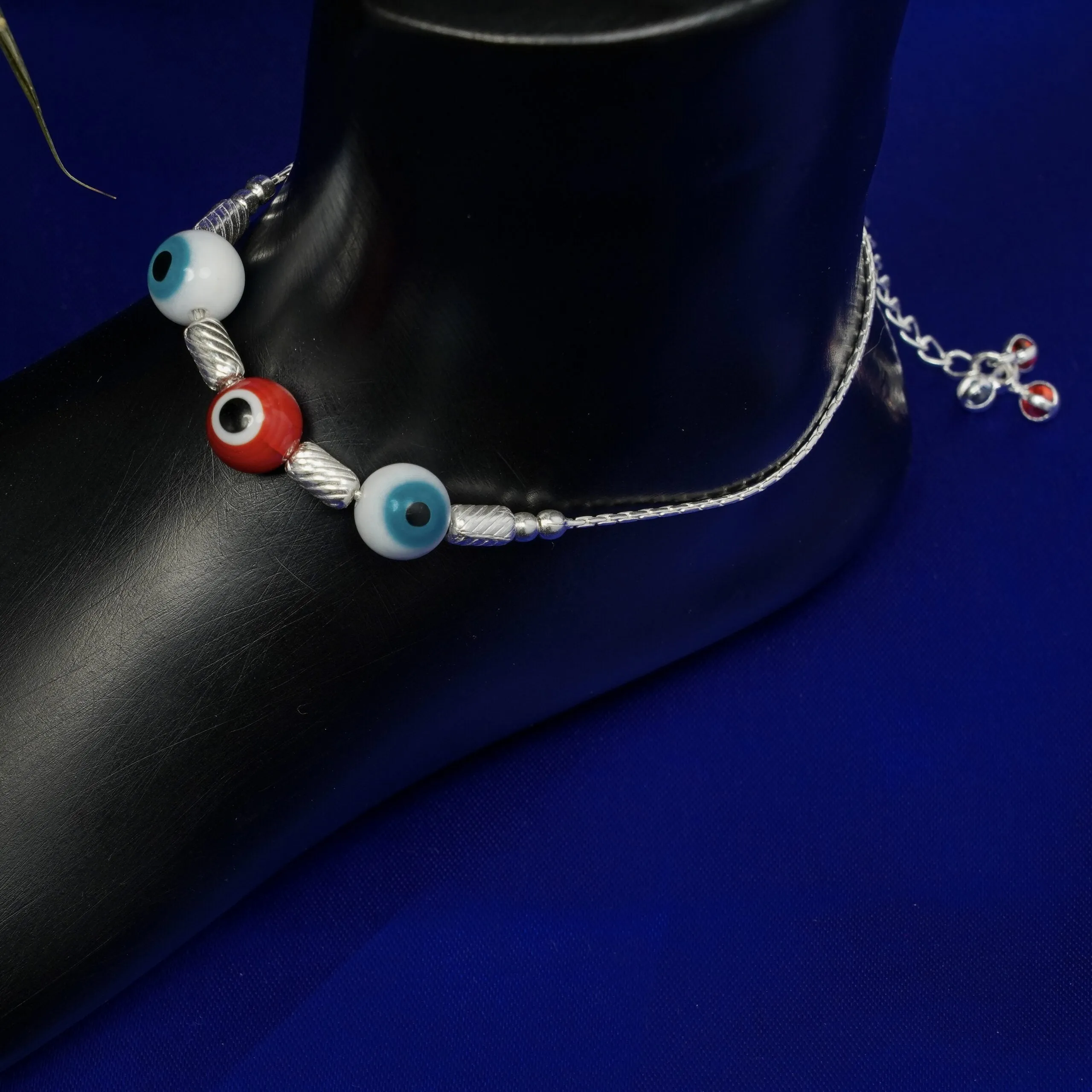 Red and White evil eye anklet