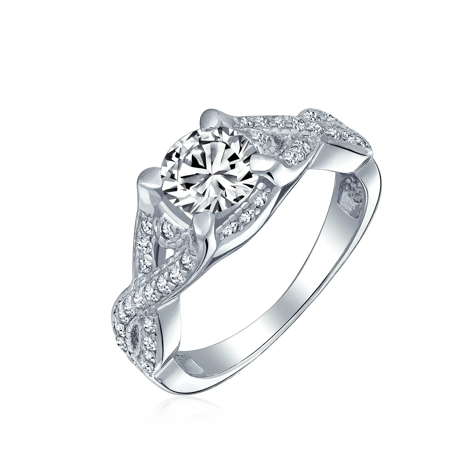 Romantic Vintage Art Deco 2CTW Round Solitaire CZ Engagement Ring Sterling Silver