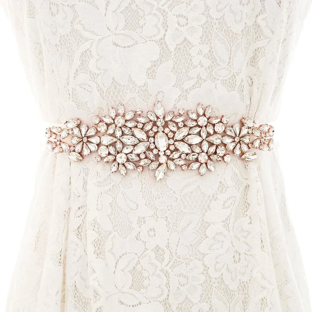 Rose Gold Crystal Handmade Wedding Dress Belt