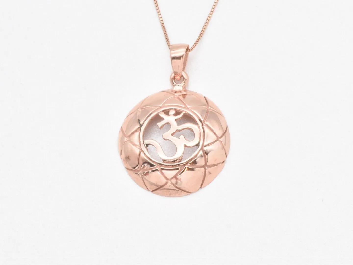 Rose Gold Om Pendant - Round Om Necklace, Buddhism Necklace