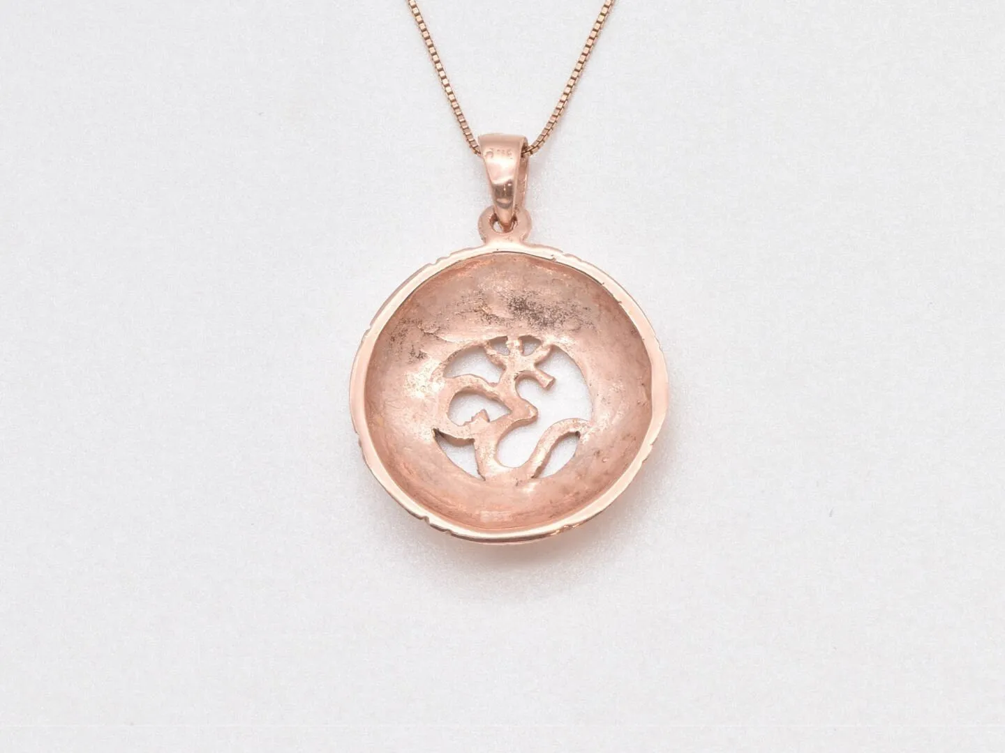 Rose Gold Om Pendant - Round Om Necklace, Buddhism Necklace