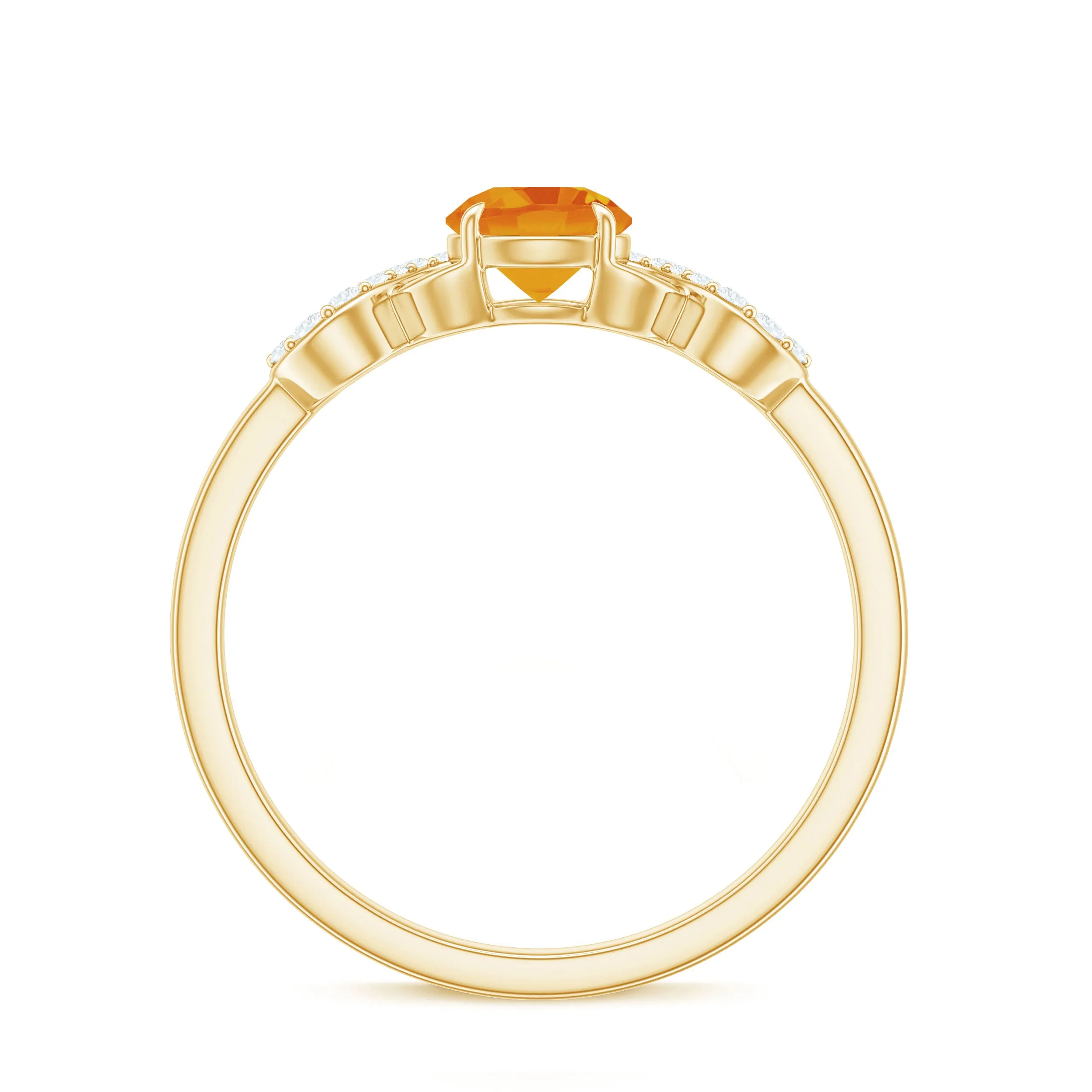 Round Shape Orange Sapphire Infinity Ring with Diamond