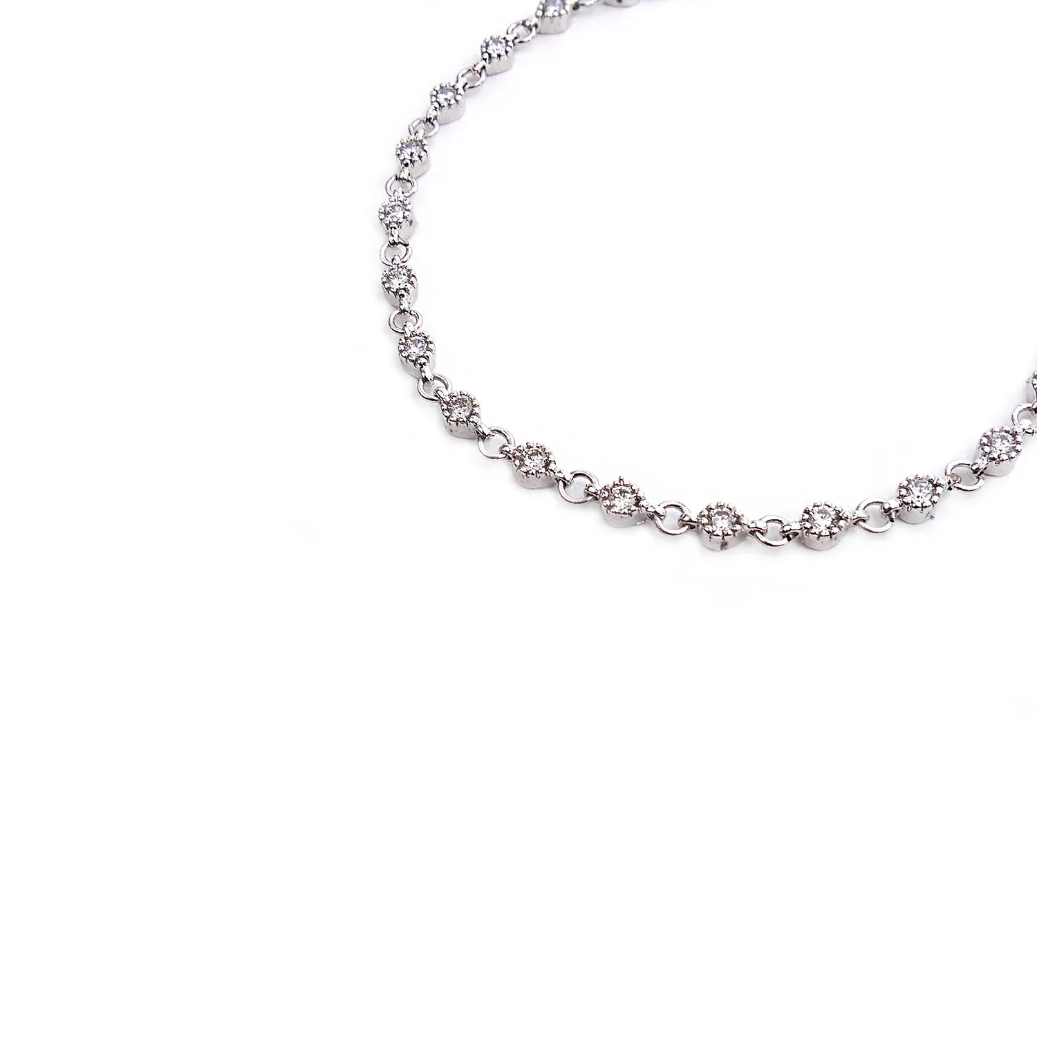 Sara Crystal Anklet In Rhodium