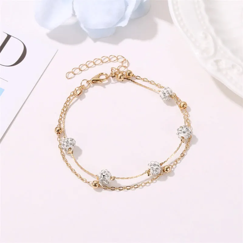 Shambhala Diamond Ball Crystal Anklet