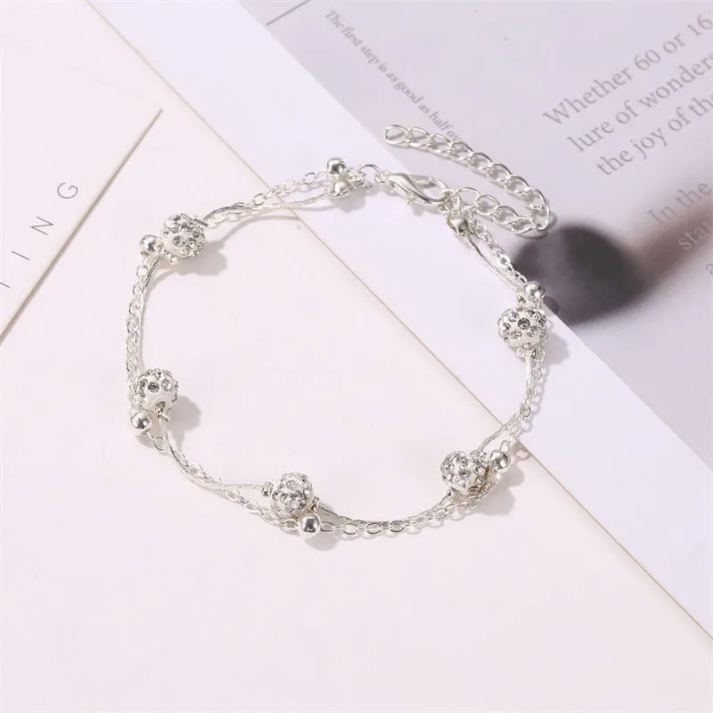 Shambhala Diamond Ball Crystal Anklet