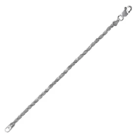 Silver 925 Diamond Cut High Polished Rope 050 Anklets 2.5mm