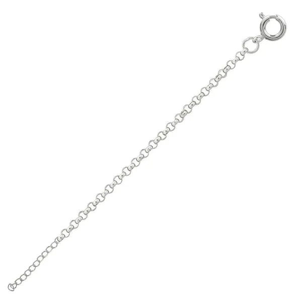 Silver 925 High Polished Round Rolo 025 Anklets 1.8mm