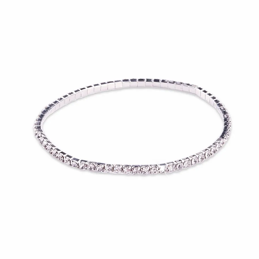 Silver Crystal Stretchable Anklet