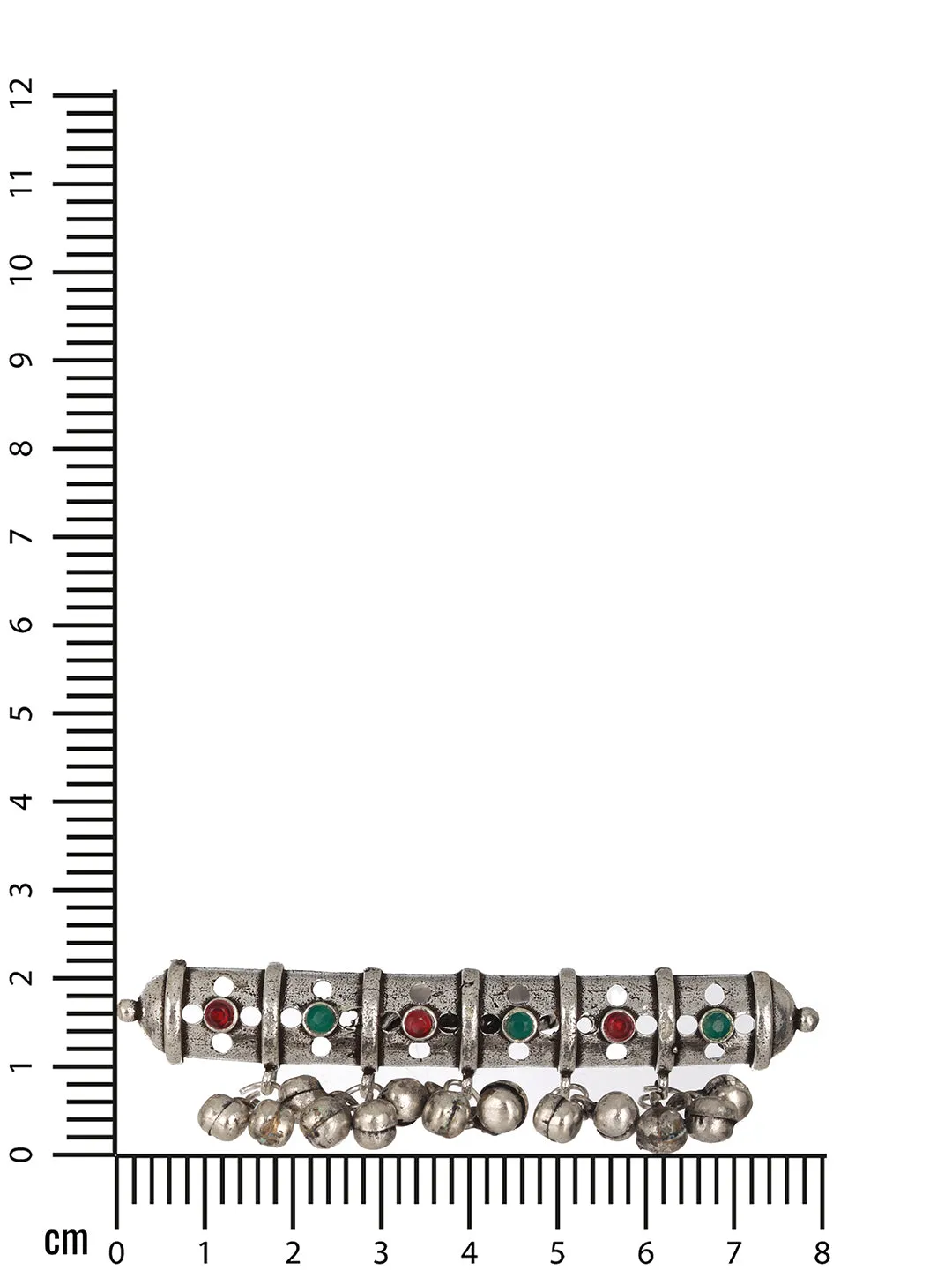 Silver Plated Red &Amp; Green Stone Studded Adjustable Finger Ring