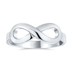 Simple Best Friends Infinity Silver Ring with Love Knot Symbol Sterling