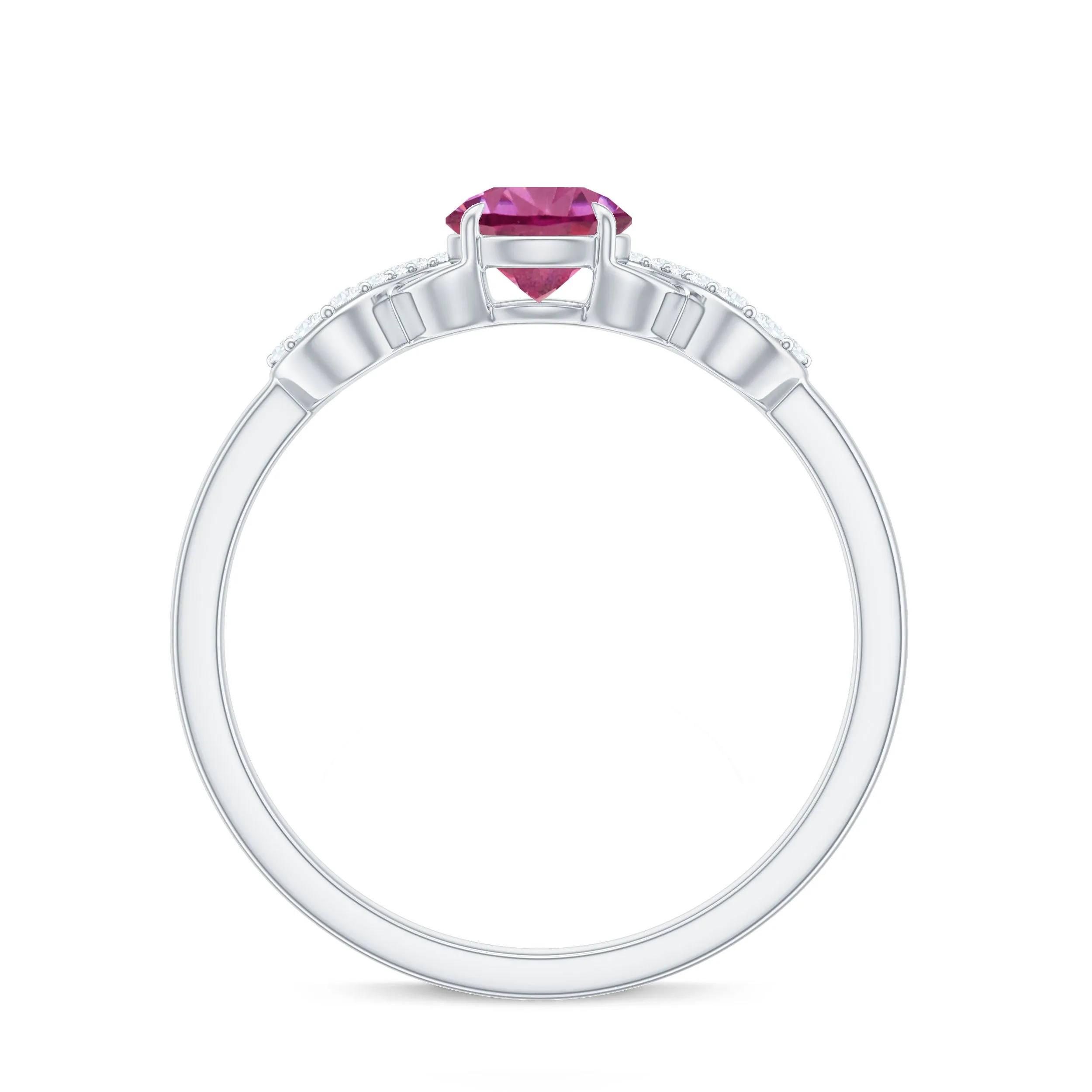 Solitaire Pink Tourmaline Infinity Promise Ring with Diamond