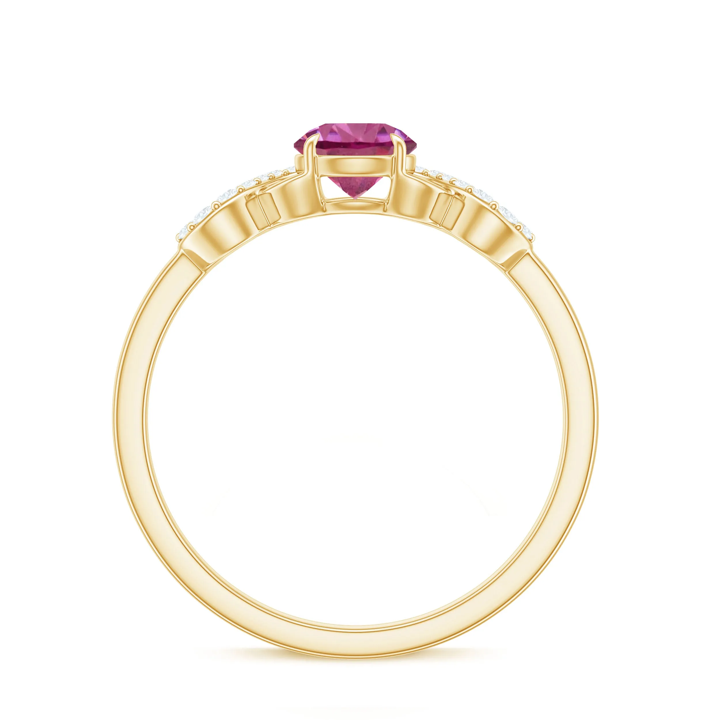 Solitaire Pink Tourmaline Infinity Promise Ring with Diamond