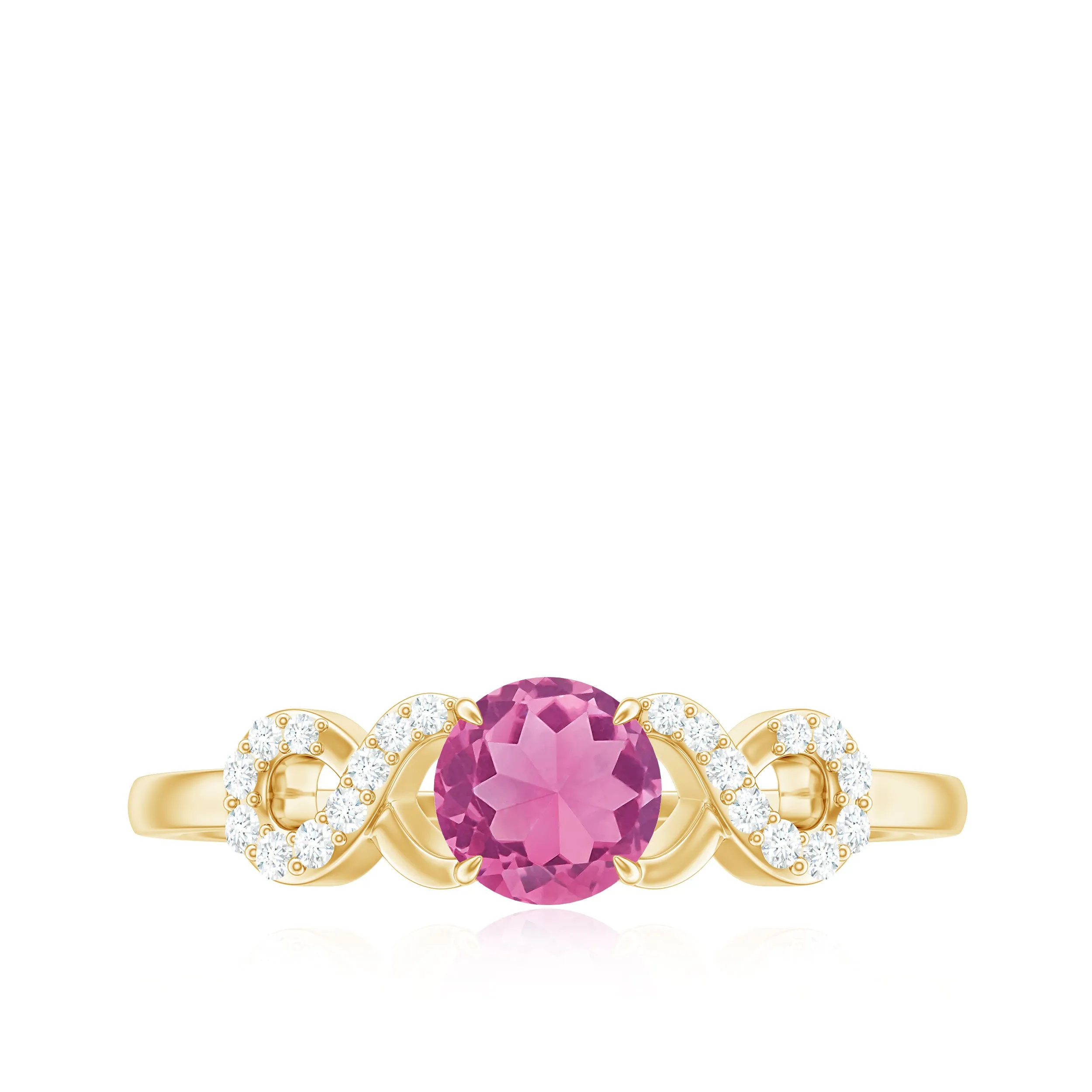 Solitaire Pink Tourmaline Infinity Promise Ring with Diamond