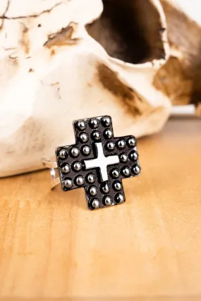 Studded Cross Scarf Ring