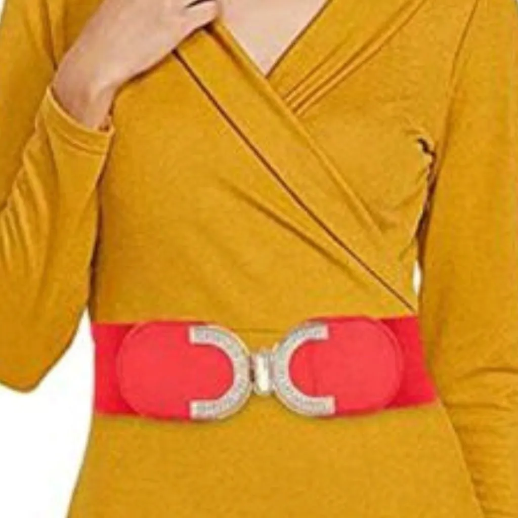 Stylish Solid Elastic Unique Buckle Belt For Women