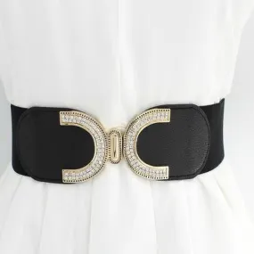 Stylish Solid Elastic Unique Buckle Belt For Women