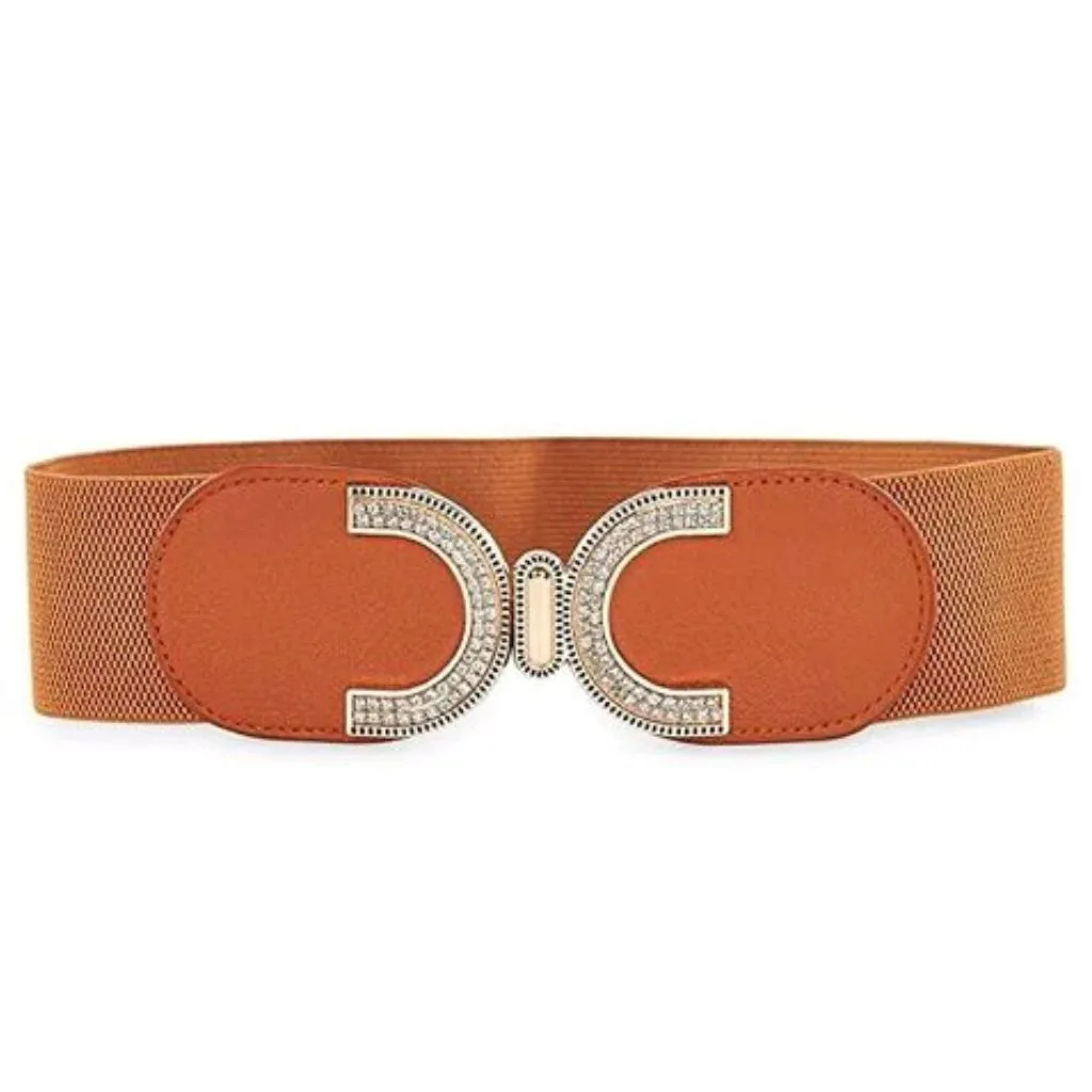 Stylish Solid Elastic Unique Buckle Belt For Women