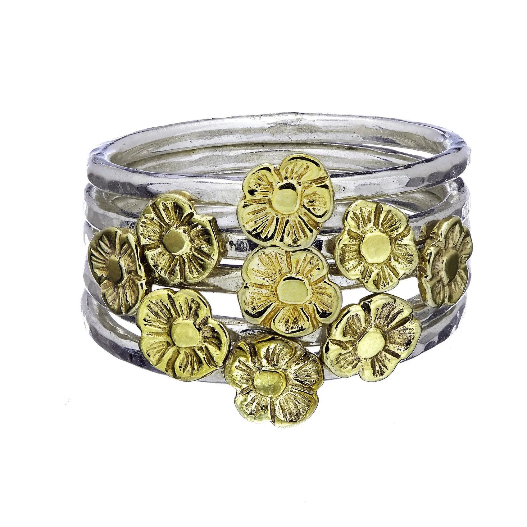 Tiny Flower 14ct Gold Stacking Rings