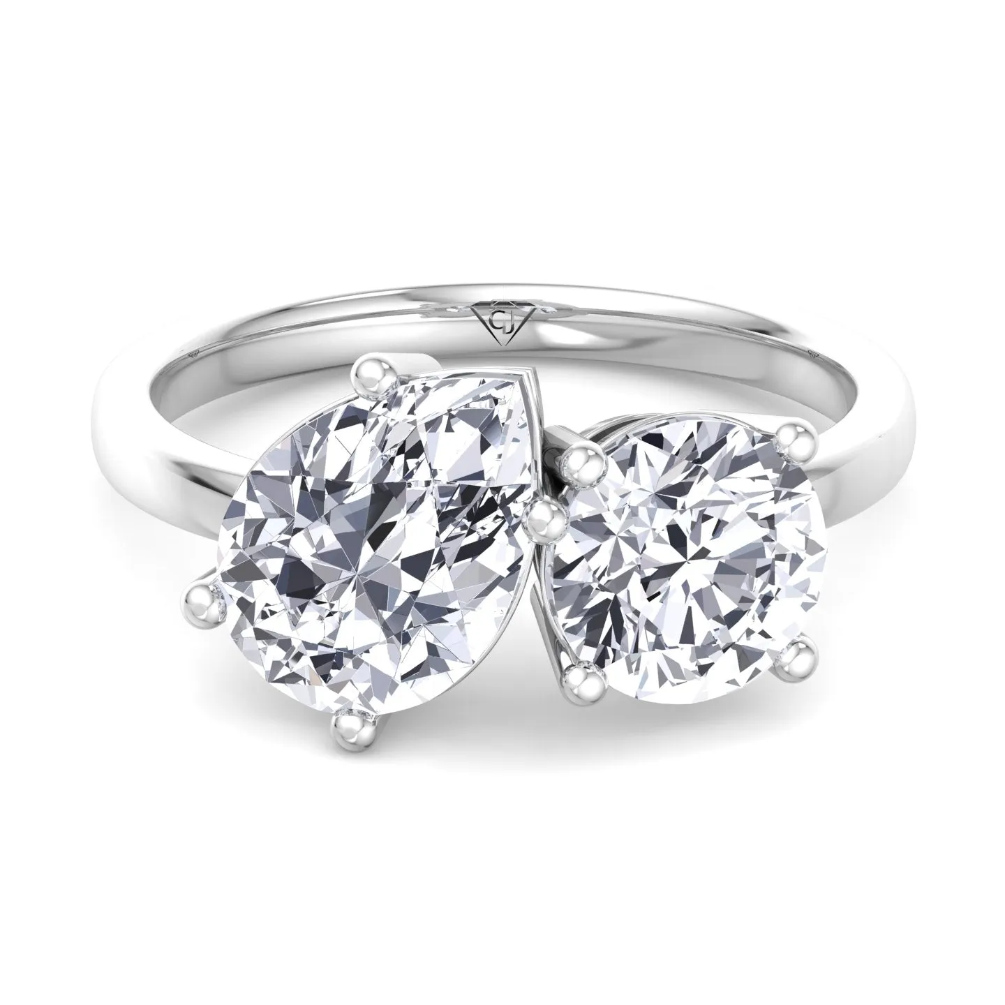 Vienna - Pear & Round Double Diamond Engagement Ring