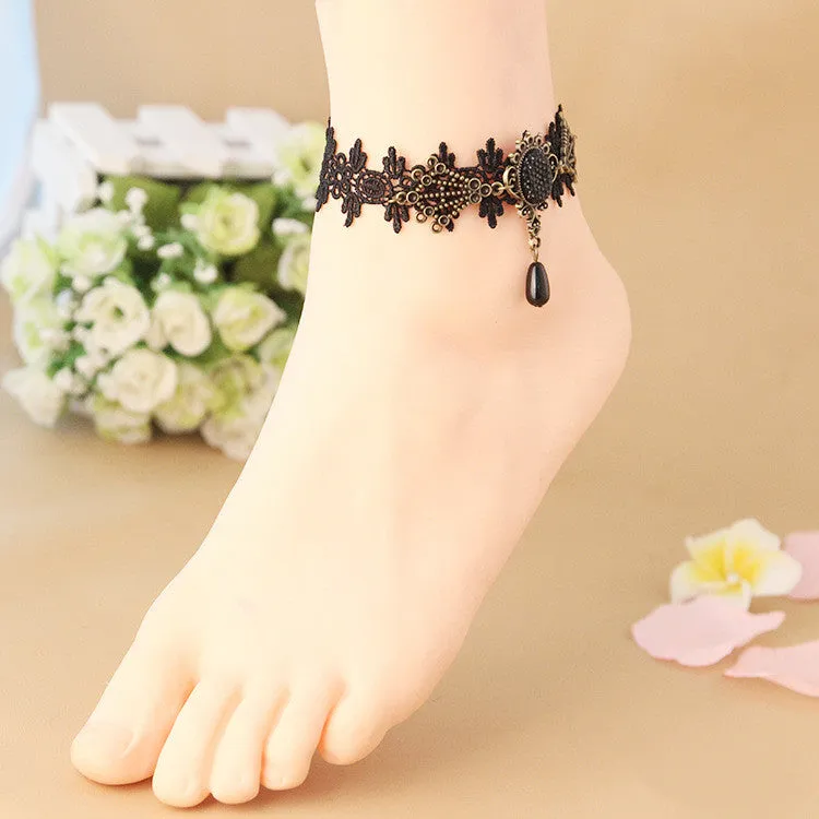 Vintage Black Lace Women's Anklet