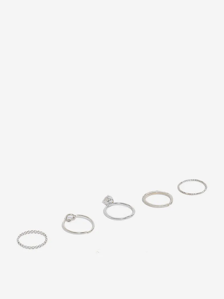 Westside Accessories Silver Stainless Rings - Pack of 5