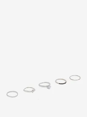 Westside Accessories Silver Stainless Rings - Pack of 5