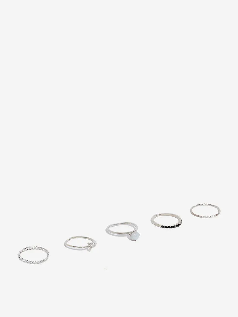 Westside Accessories Silver Stainless Rings - Pack of 5